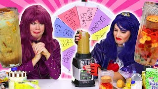 MYSTERY WHEEL OF SMOOTHIE CHALLENGE Mal and Evie Characters [upl. by Josephina]