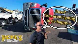 Driver Rolls Over in Semi with 40000lb of Pepper [upl. by Ppik]