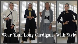 How To Style Long Cardigans  My Husbands Great Taste In Handbags [upl. by Eisso]