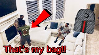 TAKING JOEL’s GUCCI BAG PRANK ON JOEL FROM JOELampLAUREN FT THE ROSS FAMILY [upl. by Lewin890]