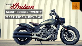 2020 Indian Scout Bobber Twenty test ride and review  Long Beach  Progressive IMS [upl. by Nhguaval430]