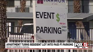 Resident shares concerns after Las Vegas apartment complex turns lot into paid F1 parking [upl. by Lepine]