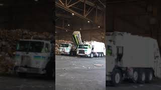 Recycling trucks dumping materials at San Francisco Recology MRF [upl. by Studnia]