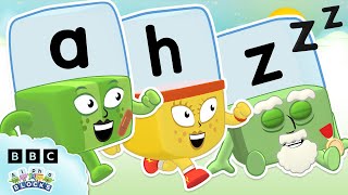 📚🐛 Lets Run an Alphabet Marathon 🏃  Learn Letters and Words  Alphablocks [upl. by Eekorehc]