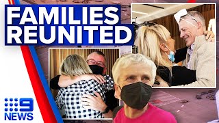 Emotional reunions as first international tourists fly to Australia  9 News Australia [upl. by Norat]