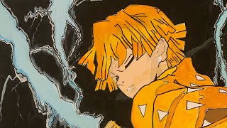 Demon slayer Fans must watch this Zenitsu painting transformation⚡️ [upl. by Zenobia663]