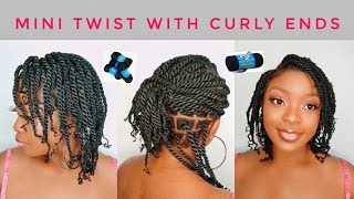 Mini Twist Tutorial WCurly Ends Using Brazilian Wool Protective Hairstyles [upl. by Enihsnus]