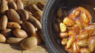 කොස් ඇට ව්‍යාංජනය  How To Make Kos Ata Curry In Jungle [upl. by Marron]