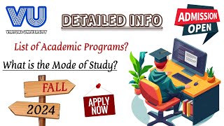 Virtual University  Fall 2024 Admissions  List of Academic Programs amp Mode of Study  Apply Now 🎓📋 [upl. by Eveline]