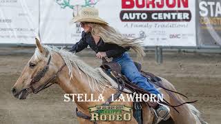 Stella Lawhorn Barrel Racing performance at the SLO Sheriffs Rodeo [upl. by Snahc]