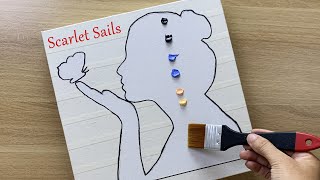 Daily challenge 149  Tape Art  Scarlet Sails Acrylic Painting [upl. by Ximenez]