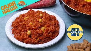 Instant Gajar Ka Halwa With Condensed Milk  Easy Carrot Halwa Recipe [upl. by Forlini]