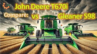 Compare Combine Harvesters  Video John Deere T670T670i vs Gleaner S98 Machine working agriculture [upl. by Plantagenet]