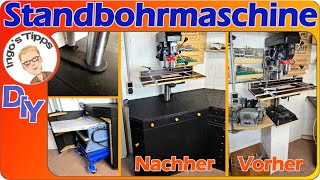 Neuer Unterschrank für die Standbohrmaschine mit Platz für den Abricht und Dickenhobel  IngosTipps [upl. by Tewell540]