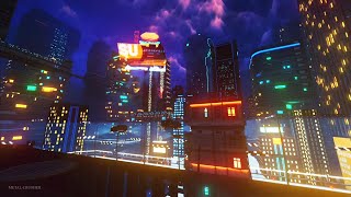 Cyberpunk City Ambience View From Apartment Balcony At Night 1 Hour Dark Synth  Nivalis Cloudpunk [upl. by Eciral]