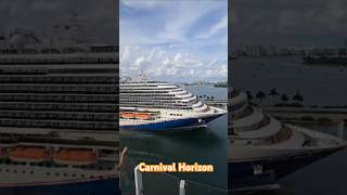 Carnival Horizon sailing by the Icon of the Seas with the sail away party underway cruise travel [upl. by Aivat]