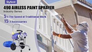 Gyfent 490，06GPM 3300psi High Efficiency Airless Sprayer Paint Sprayer for Residential Remodeling [upl. by Mount]