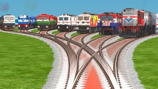 SEVEN RAILGADI ☎️ CROSSING AT CURVED DAIMOND RISKY RAILROAD TRICKStrain Sim world4 [upl. by Dachia138]