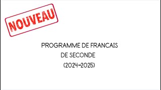 👉 Programme de français seconde 20242025 [upl. by Rivi]