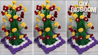 How to make Flower Vase with Wool  Best idea 2018  4  DBB [upl. by Belayneh]