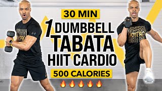 One Dumbbell Only Standing Full Body Tabata HIIT Cardio Workout BURN 500 Calories in 30 Minutes [upl. by Eckart]