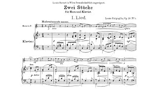 Score Leone Sinigaglia  2 Stücke for horn and orchestra or piano Op 28 [upl. by Thorin934]