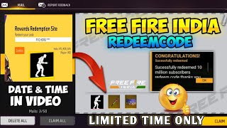 TODAY REDEEM CODE IN FREE FIRE  FREE FIRE INDIA RETURN DATE  FF REDEEM CODE [upl. by Nekial318]