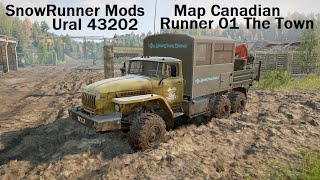 SnowRunnerModsUral 43202Map Canadian Runner 01 The TownCargo transportation Part 12 [upl. by Ennaeerb]