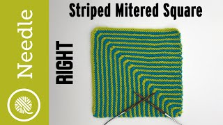 Needle Knit Striped Mitered Square [upl. by Medardas]