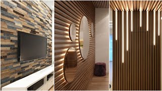 New Wooden wall decorating ideas 2024  Modern living room wall cladding design ideas [upl. by Arivle169]