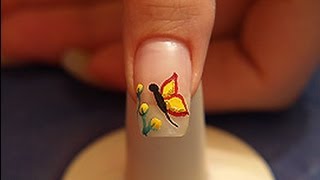 Butterfly springtime motif as fingernail design [upl. by Dowzall]