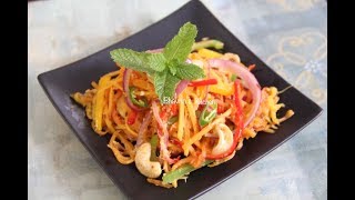 Mango Papaya Noodles Salad Video Recipe  Bhavnas Kitchen [upl. by Enortna492]