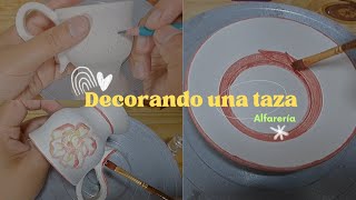 Decorando una taza de cerámica con pigmentos  ARTESANÍA [upl. by Welcher]