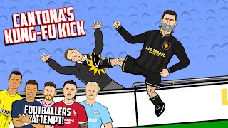 💥ERIC CANTONA KUNGFU KICK CHALLENGE💥 Footballers Attempt Frontmen 76 [upl. by Enetsuj]