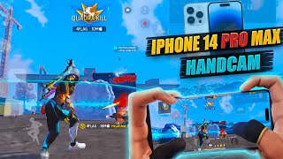 1 VS 5 HANDCAM IPHONE 14 PRO MAX 📲 SETTINGS ⚙️ HUD  SENSI  DPI FREE FIRE HIGHLIGHTS 😍 [upl. by Padraig]