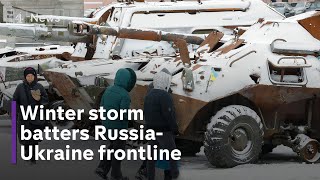 Ukraine Russia war Snowstorm and hurricane winds cause havoc across key battlegrounds [upl. by Erodaeht811]