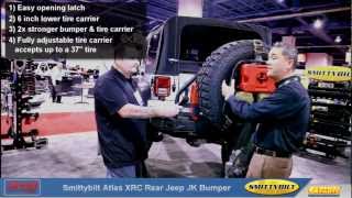 SEMA 2012  Smittybilt Atlas Rear Jeep JK Bumper with Tire Carrier [upl. by Lorri332]