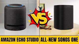 Amazon Echo Studio vs Sonos One  Which Smart Speaker is Better [upl. by Asilim642]