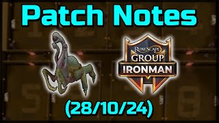 Patch Notes Minigames amp Ironmen 281024 [upl. by Enelrahs]