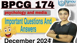 BPCG 174 Important Questions And Answers With Explanation Psychology And MediaIGNOU [upl. by Gerger]