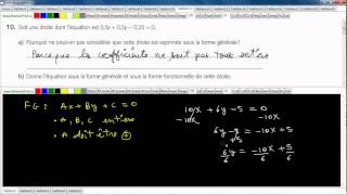 Secondaire 4 SN CST Québec Forme fonctionnelle et forme générale de léquation dune droite [upl. by Gies468]