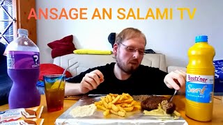 Buletten mit Pommes  Milchschnitte Pfirsich im Test  Ansage an SALAMI TV  MUKBANG [upl. by Adnahsat]