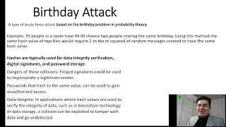 Hash collision Preimage Attack Birthday Attack [upl. by Inaffets]