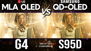 Samsung S95D vs LG G4 OLED TV Comparison in HDR [upl. by Llacam304]