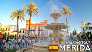 Mérida walking tour in 4K with animated map Spain [upl. by Nodgnal291]