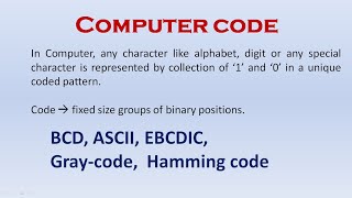 2 Computer Code  BCD ASCII EBCDIC  Digital Logic [upl. by Anohs]