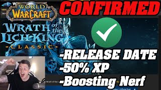 WOTLK RELEASE DATE CONFIRMED 50 XP Increase  BOOSTING Nerfed [upl. by Colleen910]