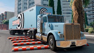 Trucks VS Speed Bumps 07  BeamNG drive  CrashMaster [upl. by Kitrak912]