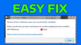 How To Fix MTP USB Device Driver Failed to Install [upl. by Voleta]