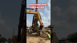 Install steel cashing before drilling pilling work pilling borepile foundation bridge shorts [upl. by Etnovahs908]